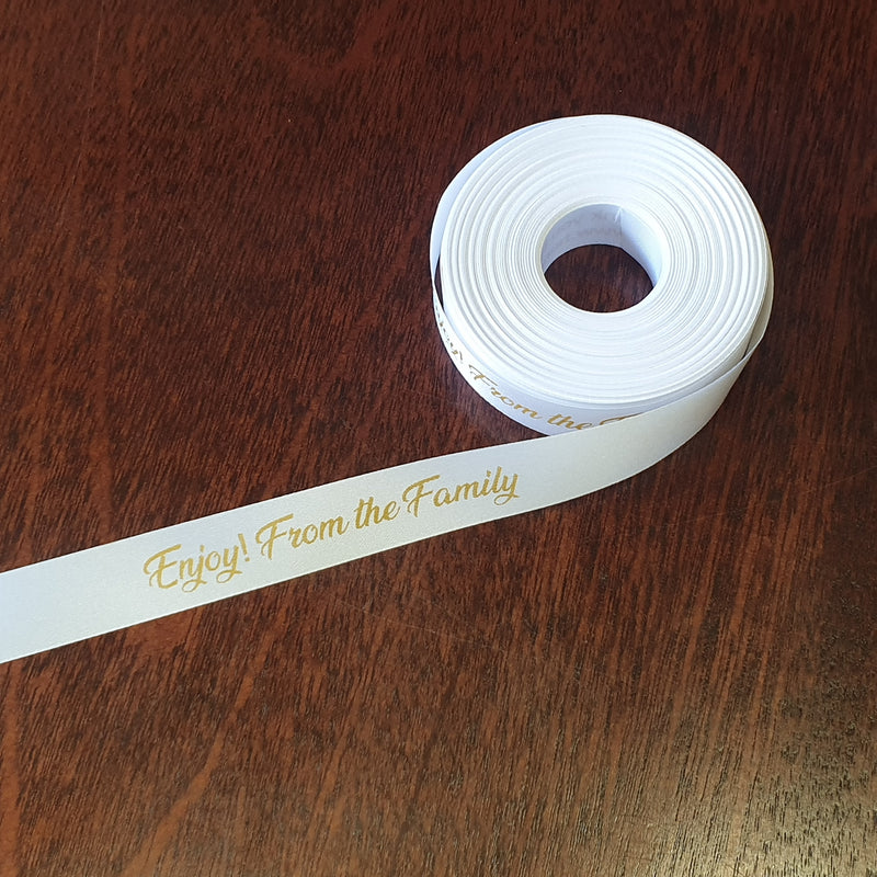Personalised Satin Ribbon -  Gold or Silver print (priced per metre)