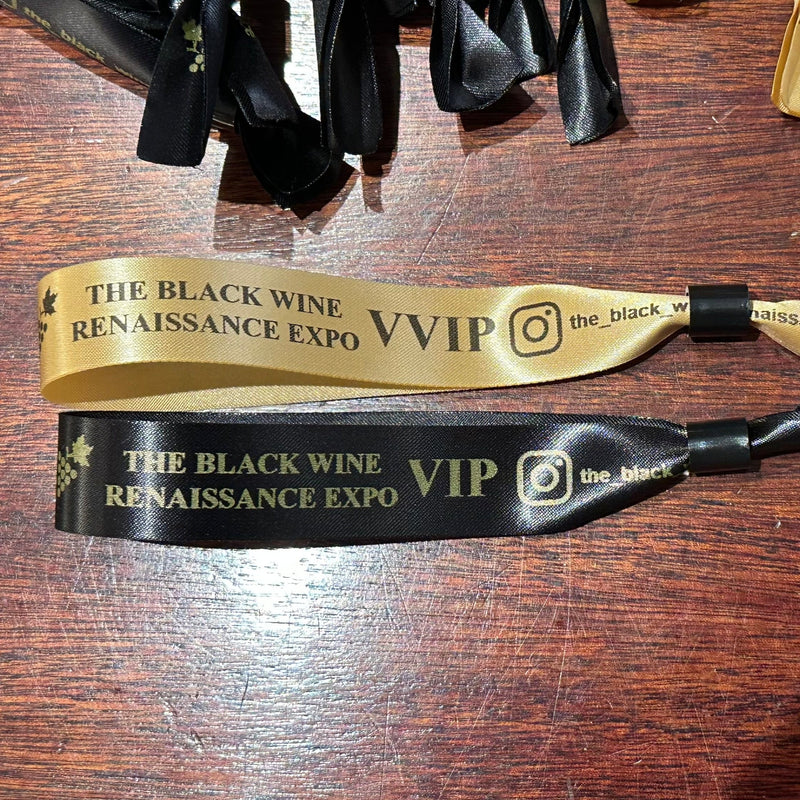 Polysatin Wristbands for Expos, Parties and Conferences - Printed with custom text and logos