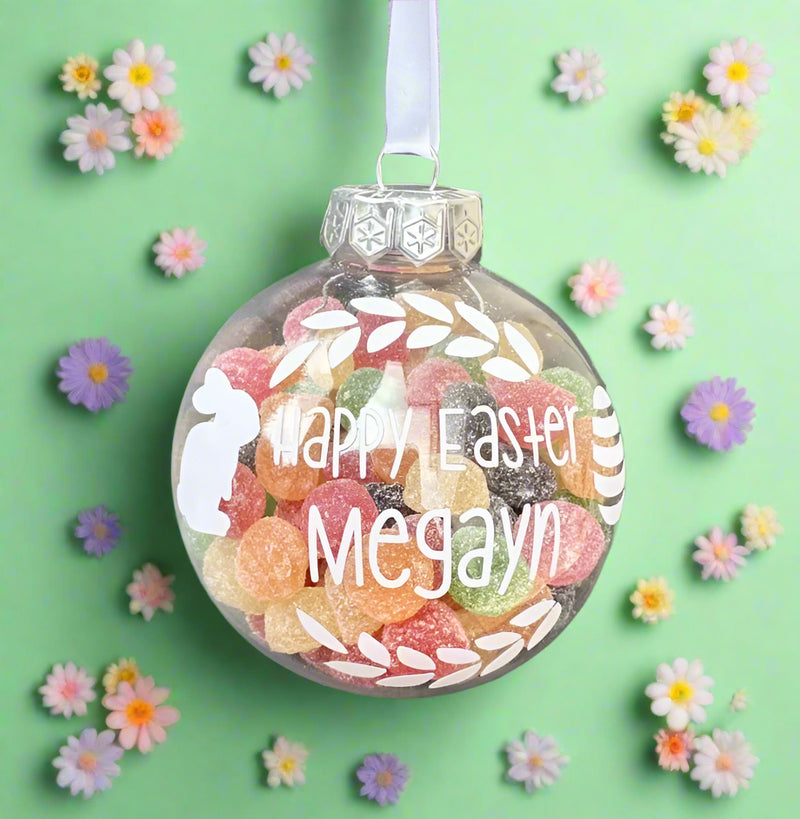 Personalised Easter Baubles filled with Jelly Tots