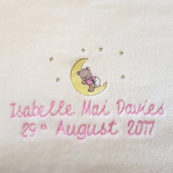 Baby Blanket - Personalised with name, surname, date of birth and picture