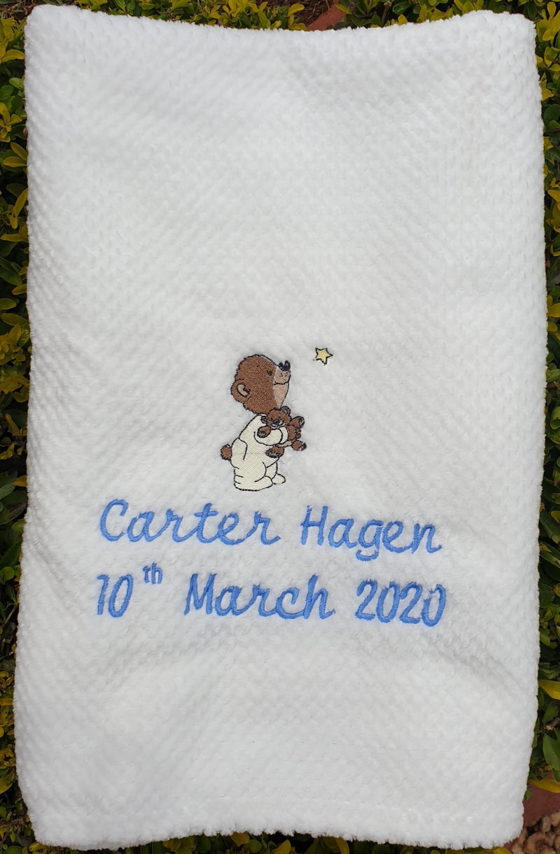 Baby Blanket - Personalised with name, surname, date of birth and picture