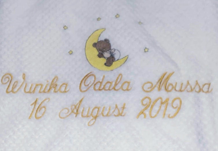 Baby Blanket - Personalised with name, surname, date of birth and picture