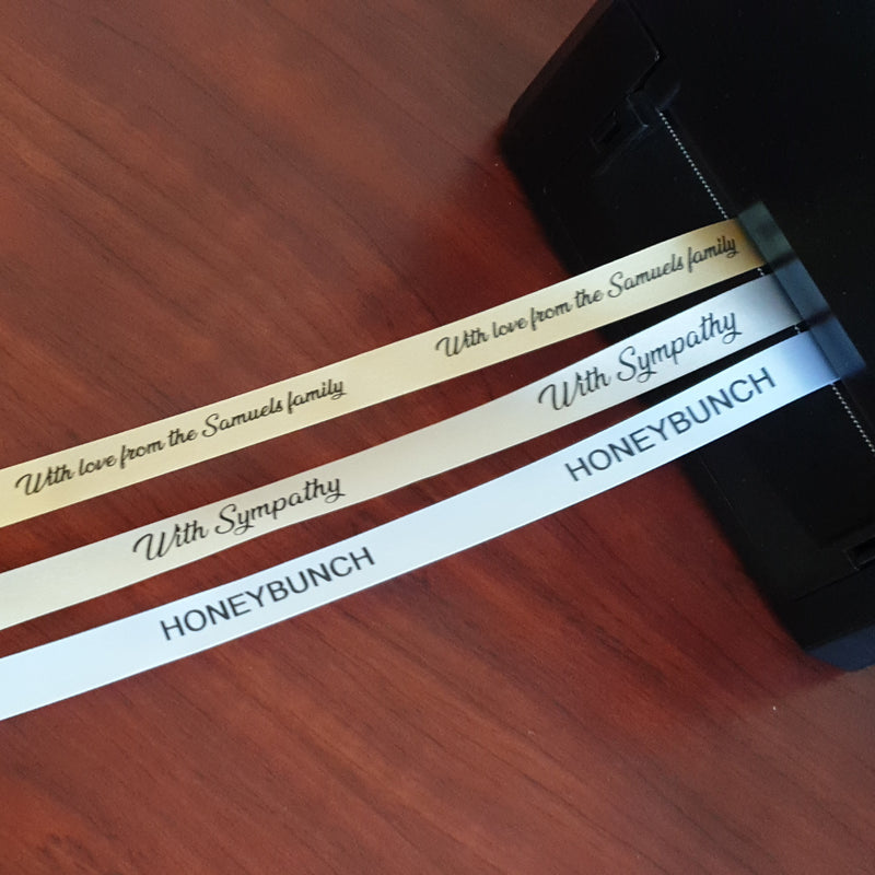 Personalised Satin Ribbon - Standard colour print (sold per metre)