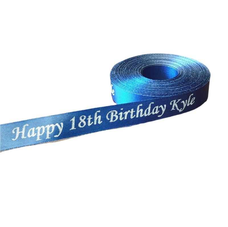 Personalised Satin Ribbon - Standard colour print (sold per metre)