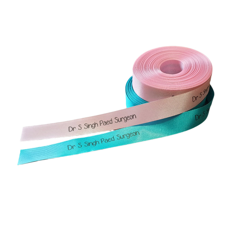 Personalised Satin Ribbon - Standard colour print (sold per metre)