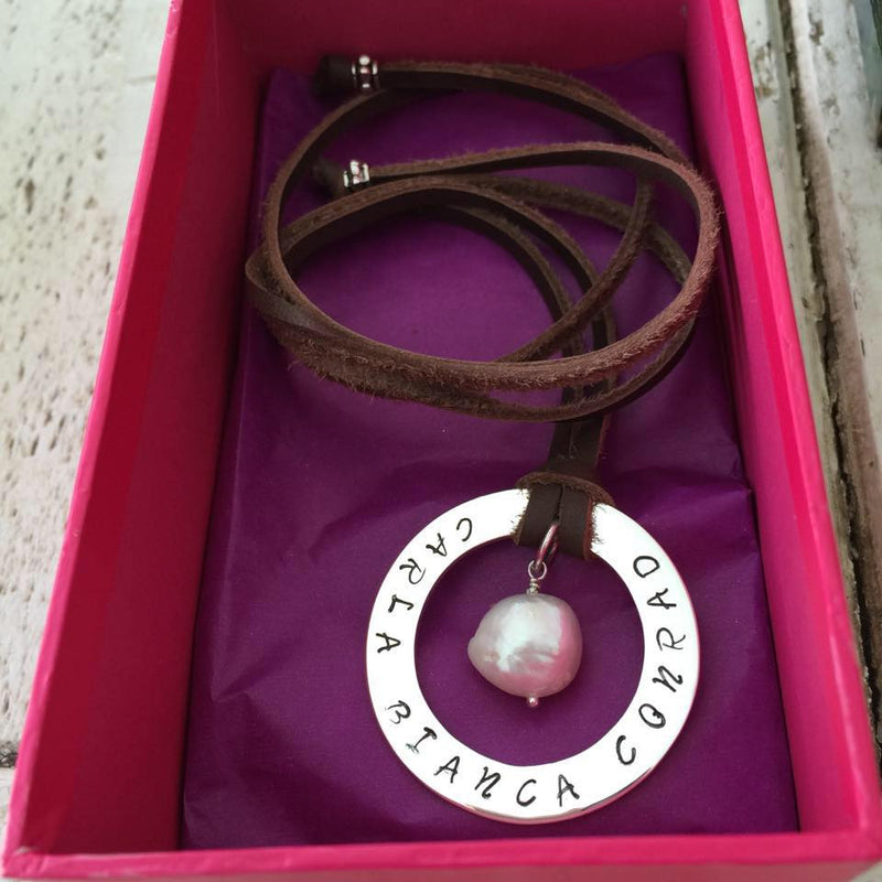30 mm Personalised Hoop Necklace with Fresh Water Pearl