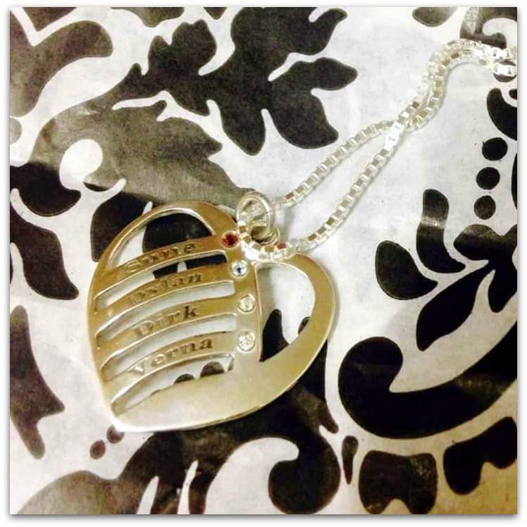 Heart Pendant with Birthstones