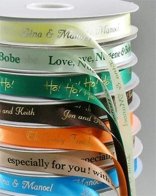Personalised Satin Ribbon - Standard colour print (sold per metre)