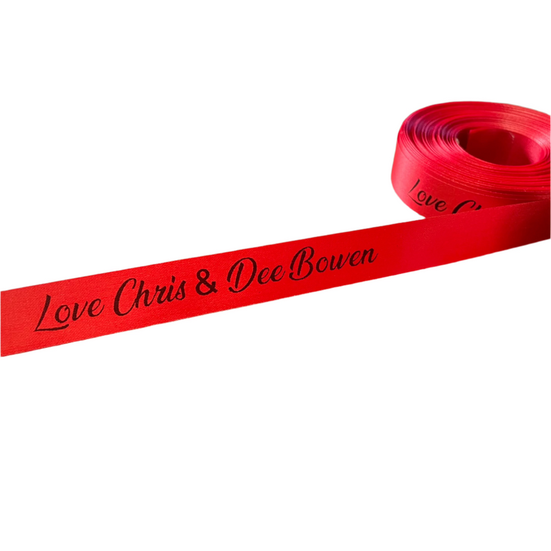 Personalised Satin Ribbon - Standard colour print (sold per metre)