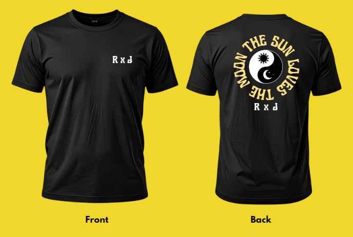 RXJ05 - Black T-Shirt - The Sun Loves the Moon