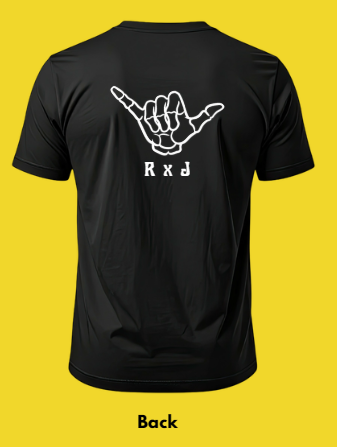 RXJ04 - Black T-Shirt - Shaka / Hang Loose sign