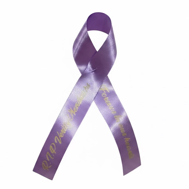 Satin Memorial / Remembrance Ribbon - Standard colour print (50)
