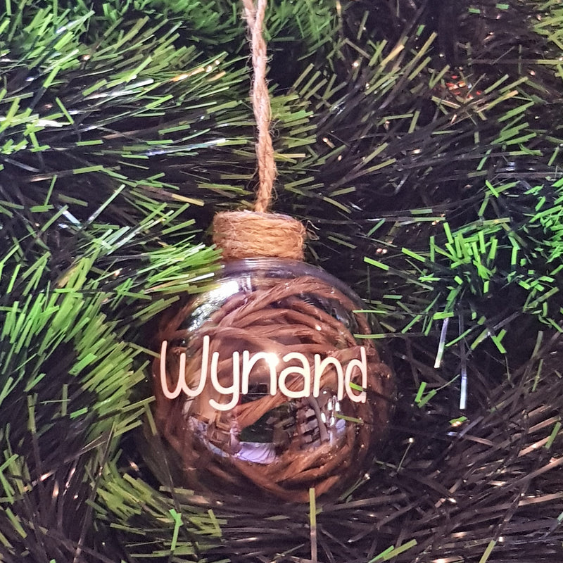 Christmas Bauble - Personalised (Rope and Wicker) - 10 cm