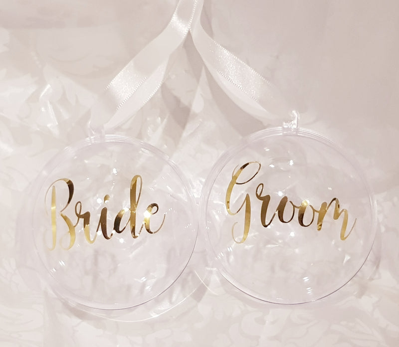 Christmas Bauble - Personalised PVC bauble (Gold or Silver Script Text)