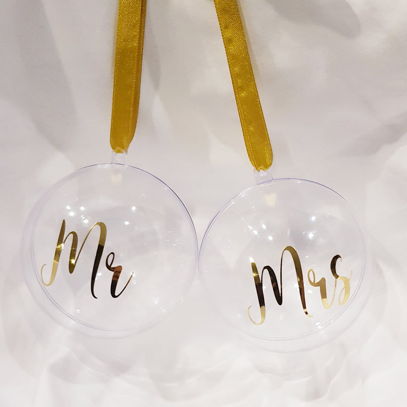 Christmas Bauble - Personalised PVC bauble (Gold or Silver Script Text)