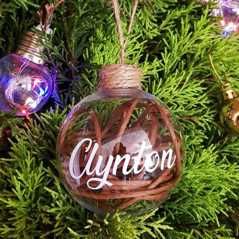 Christmas Bauble - Personalised (Rope and Wicker) - 8 cm