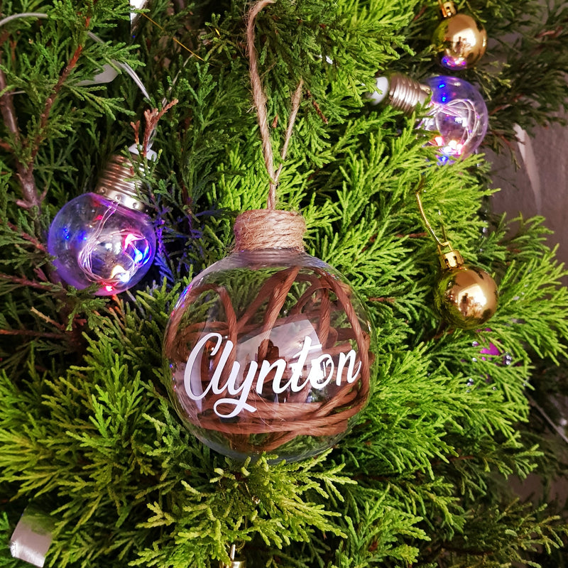 Christmas Bauble - Personalised (Rope and Wicker) - 10 cm