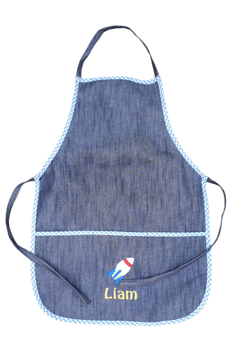 Apron - Embroidered Denim Art Apron for Children