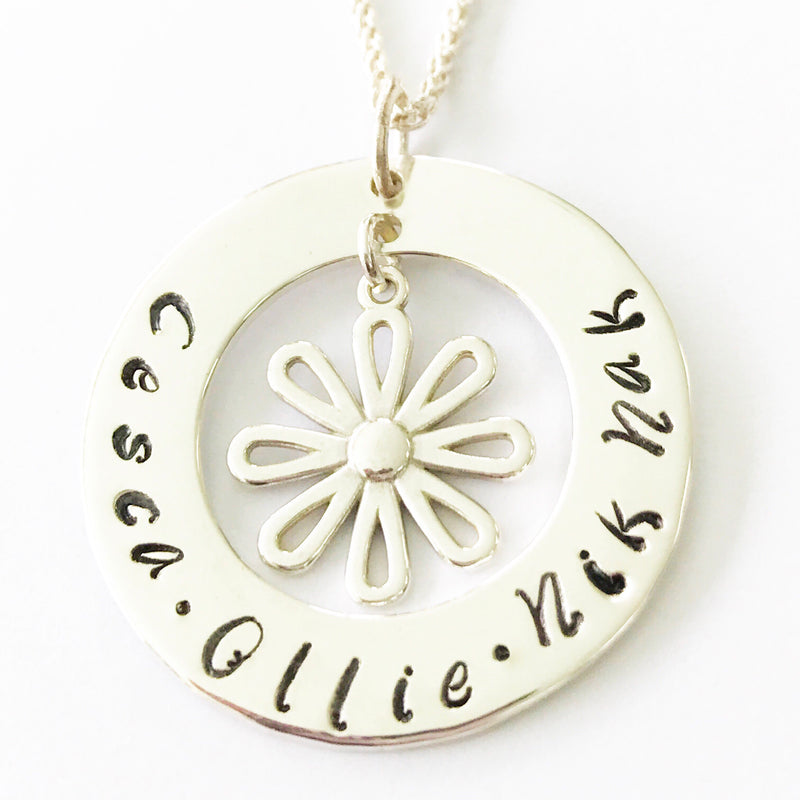 30 mm Personalised Hoop Necklace with Daisy Dangle