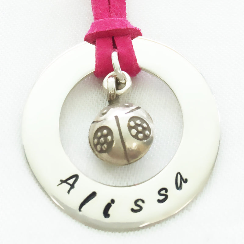 30 mm Personalised Hoop Necklace with Ladybird