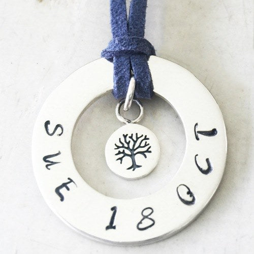 30 mm Personalised Hoop Necklace with Small Tree of Life