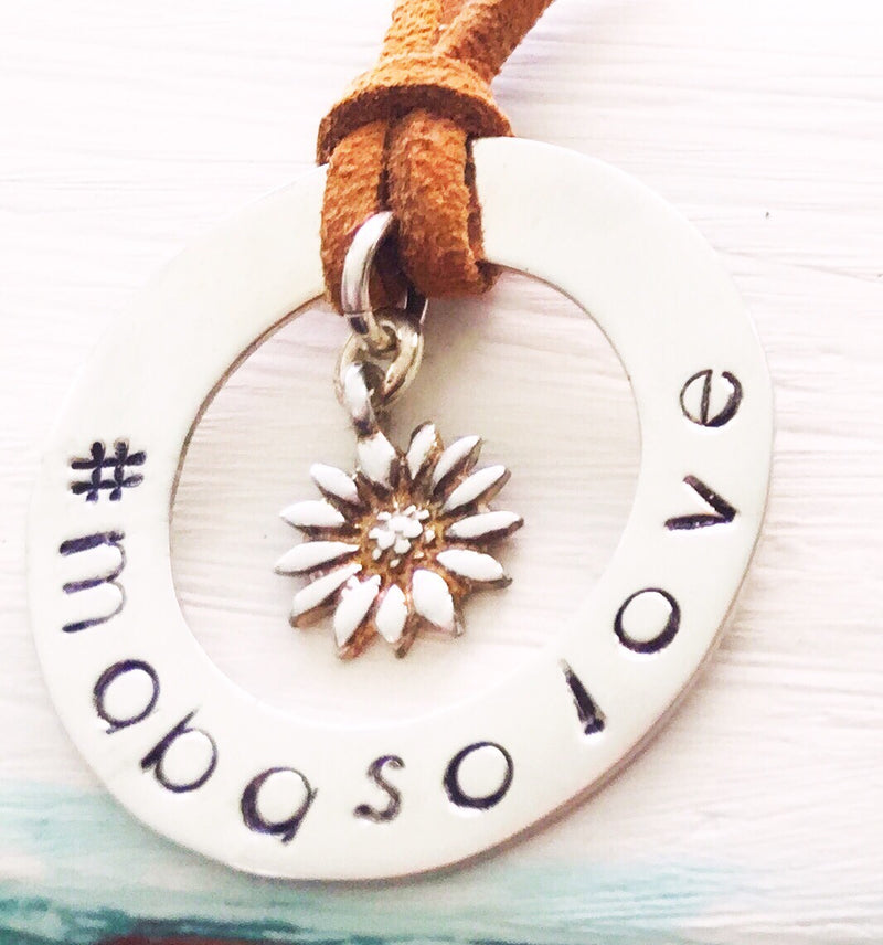 30 mm Personalised Hoop Necklace with Sunflower Dangle
