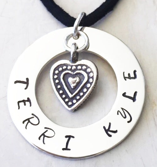 30 mm Personalised Hoop Necklace with Tribal Heart