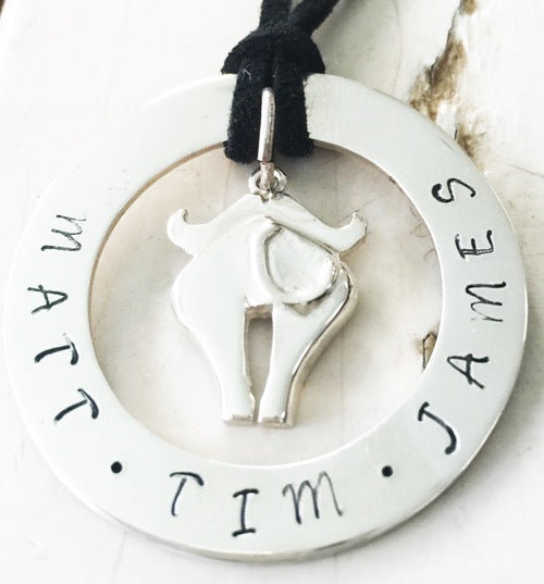 40 mm Personalised Hoop Necklace with Buffalo Charm