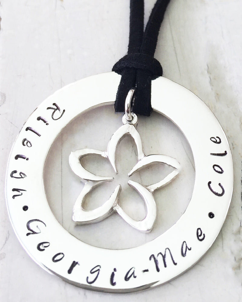40 mm Personalised Hoop Necklace with Flower Dangle