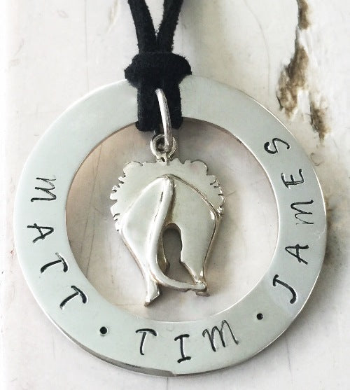 40 mm Personalised Hoop Necklace with Lion Charm
