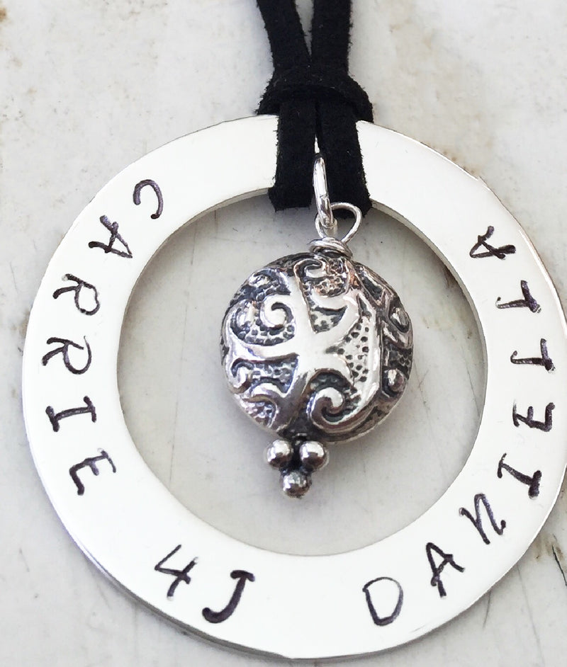 40 mm Personalised Hoop Necklace with Swirly Charm Dangle