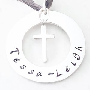 30 mm Personalised Hoop Necklace with Cross