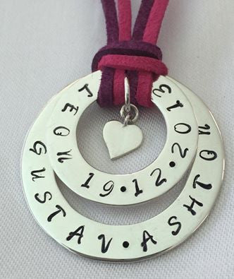 Combined Personalised Hoop Necklace with Shiny Heart