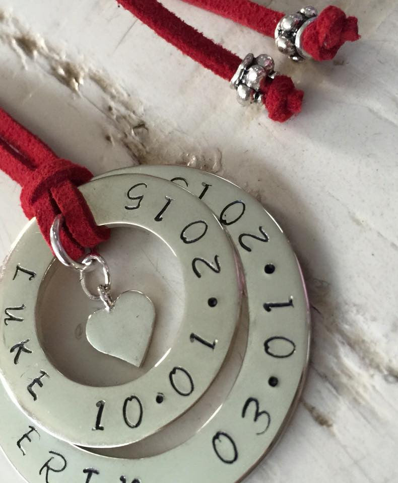 Combined Personalised Hoop Necklace with Shiny Heart