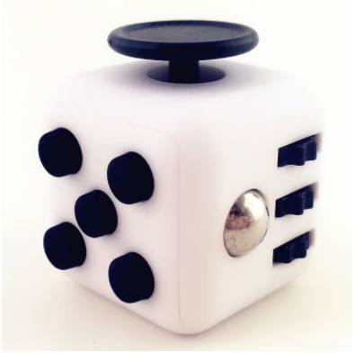 Stress / Fidget Cube - white with black buttons