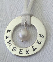 30 mm Personalised Hoop Necklace with Fresh Water Pearl