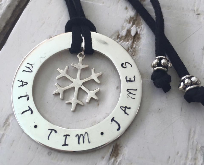 40 mm Personalised Hoop Necklace with Snowflake Dangle