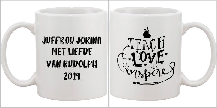 Personalised Teach, Love, Inspire Teacher's Mug
