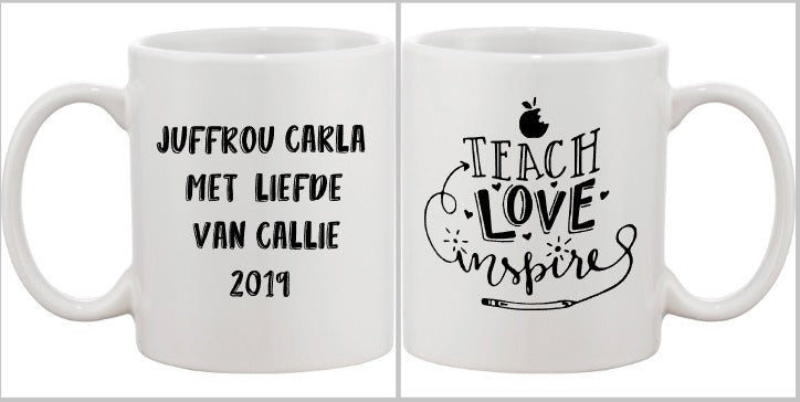 Personalised Teach, Love, Inspire Teacher's Mug