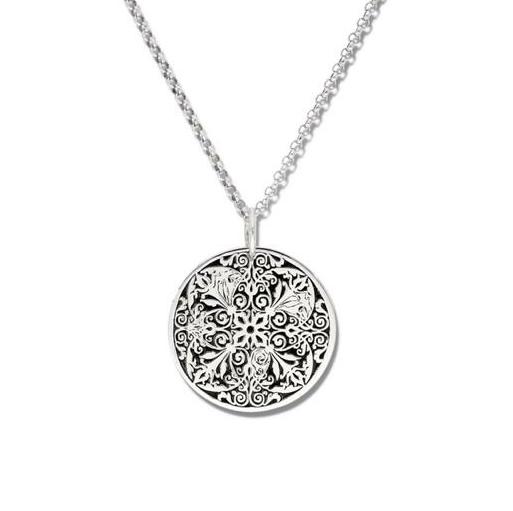Sterling Silver Round Lace Pendant and chain