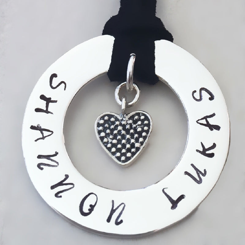 30 mm Personalised Hoop Necklace with Oxidised Heart