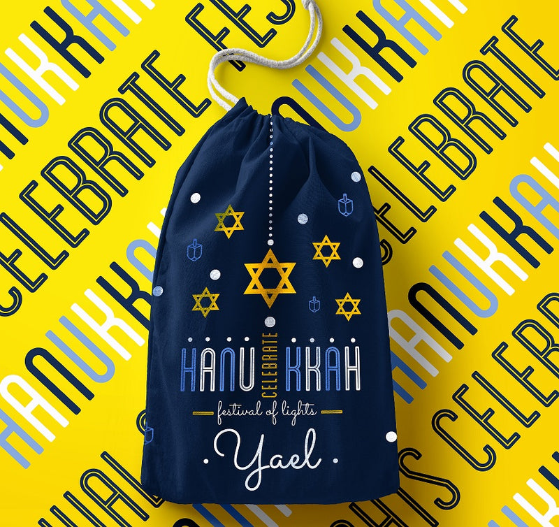 Personalised Happy Hanukkah Bag (Navy)