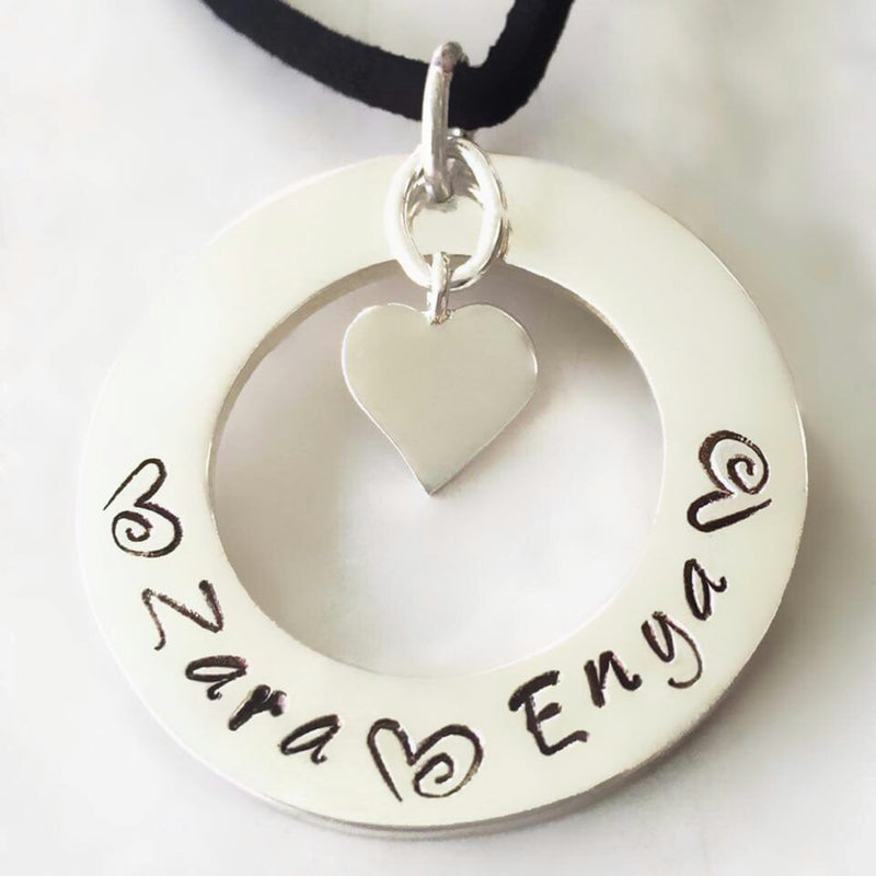 30 mm Personalised Hoop Necklace with Shiny Heart