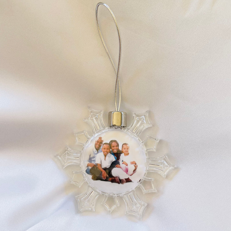 Photo Christmas Tree Decoration - Snowflake Design Clear Photo Decoration (5.5 cm) - No Print