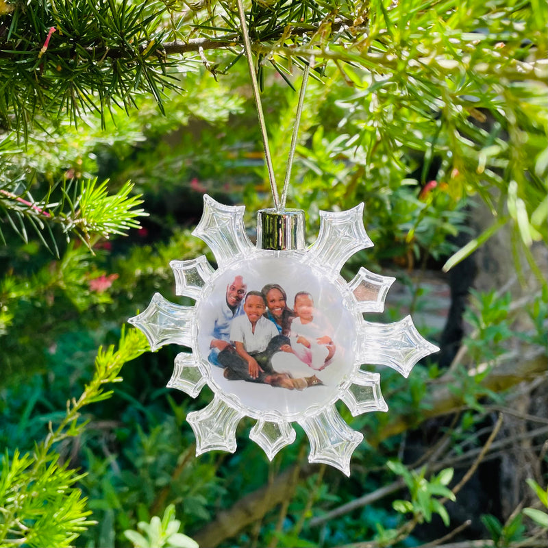 Photo Christmas Tree Decoration - Snowflake Design Clear Photo Decoration (5.5 cm) - No Print